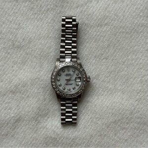 Silver Watch with Crystal Accents